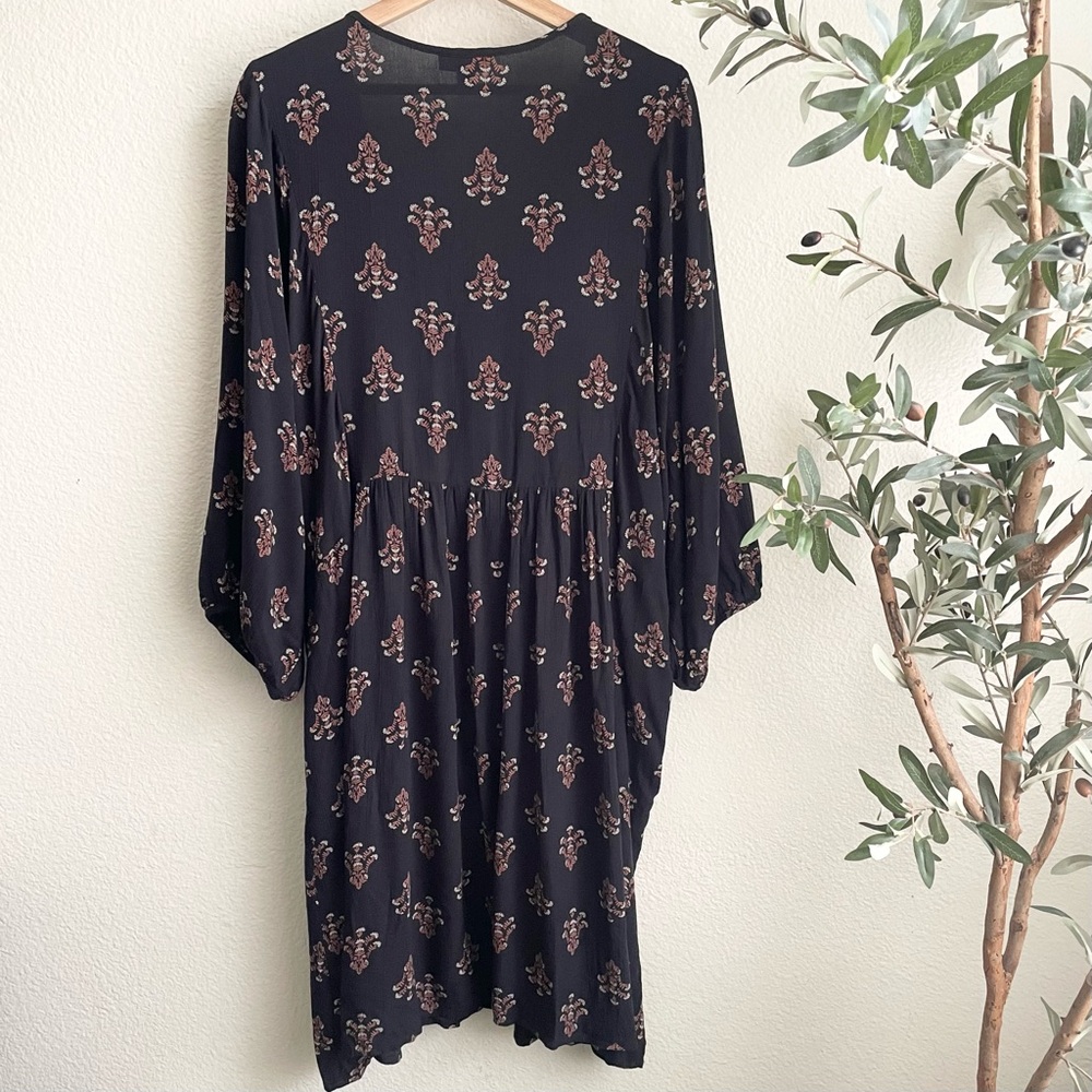 Knox Rose Women's Bishop 3/4 Sleeve A-Line Dress Black Size 1X - Picture 8 of 8